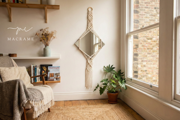 Thiết kế macrame tối giản với gam màu trung tính hài hòa nhiều phong cách nội thất