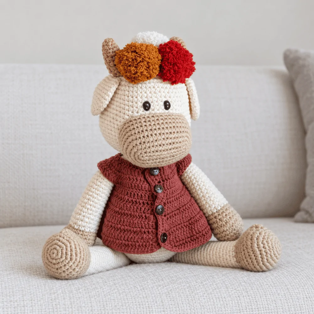 Flower Crown Cow Cotton Yarn Amigurumi Toy - Tilly