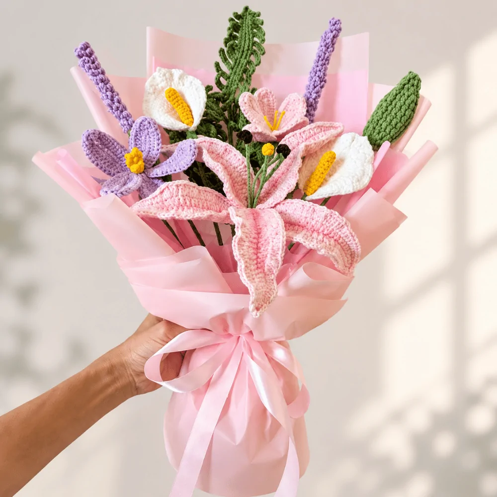 Lily Crochet Cotton Yarn Flower Bouquet - Talia