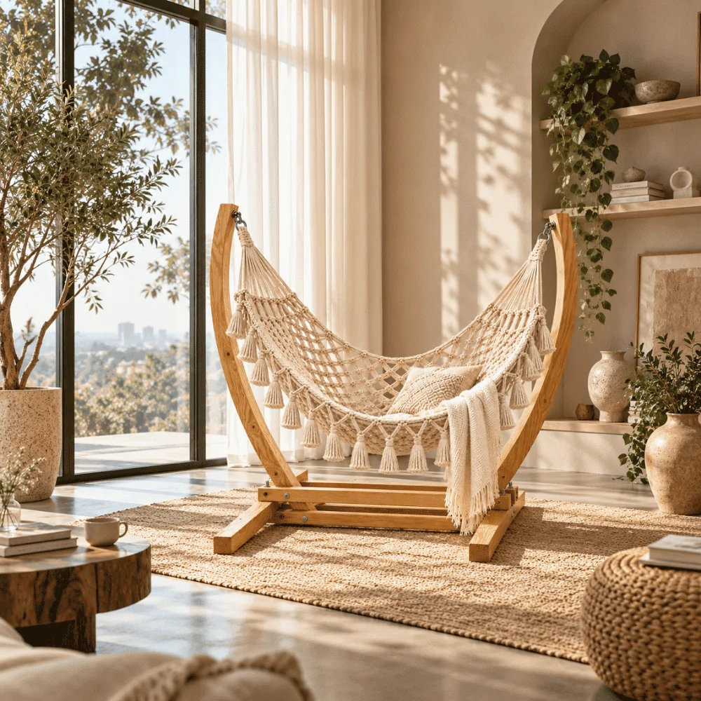 Freestanding Macrame Cord Hammock - Kano