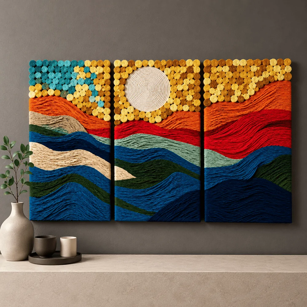 Abstract Landscape Macrame Wall Art - Wander
