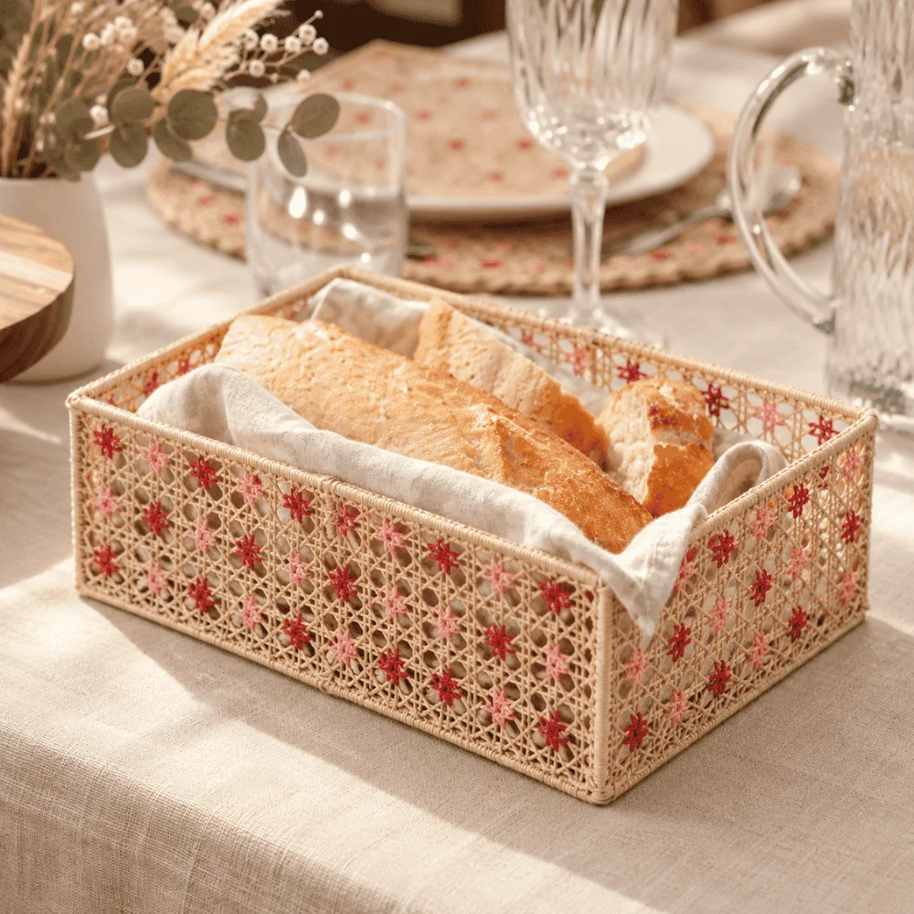 Rectangular Floral Paper Yarn Baskets and Trays - Bloom