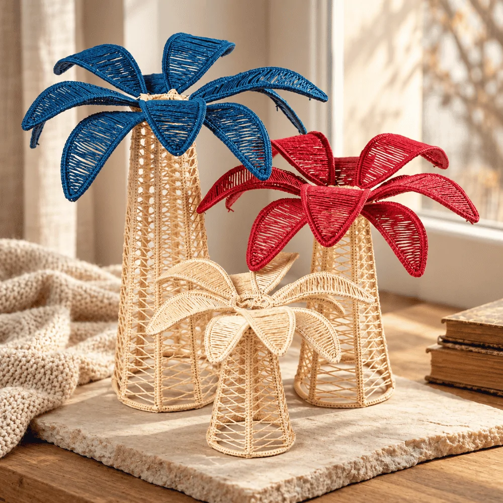 Palm Tree Paper Yarn Candle Holder - Havana