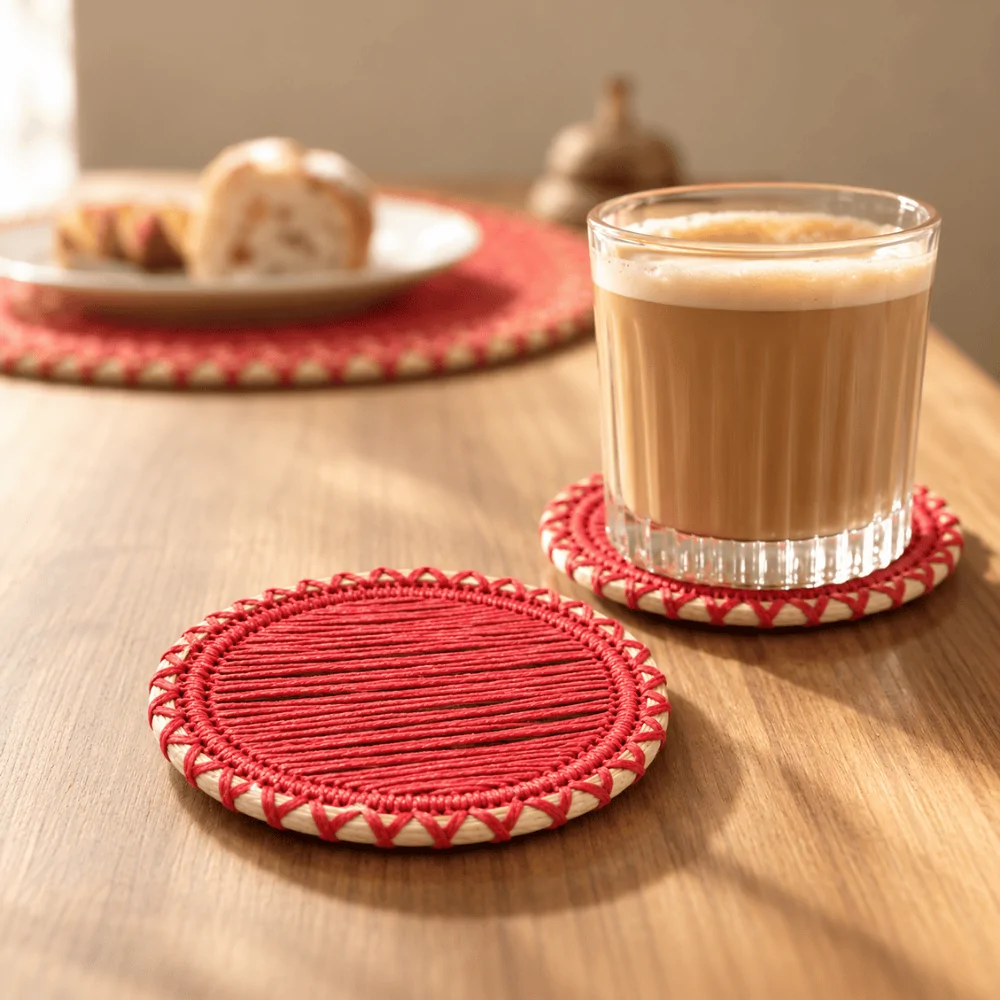 Round Linear Paper Yarn Coasters - Canto