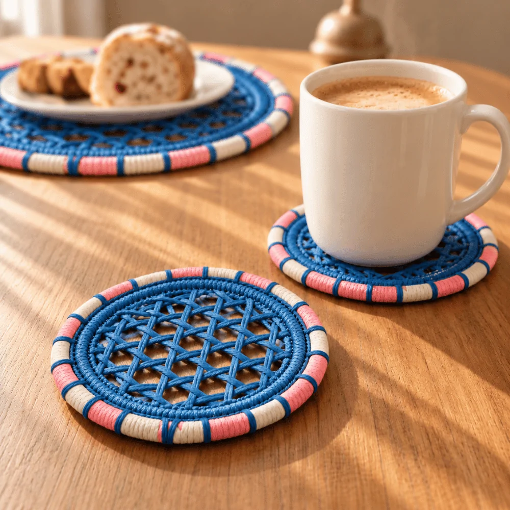 Round Crisscross Paper Yarn Coasters – Curva