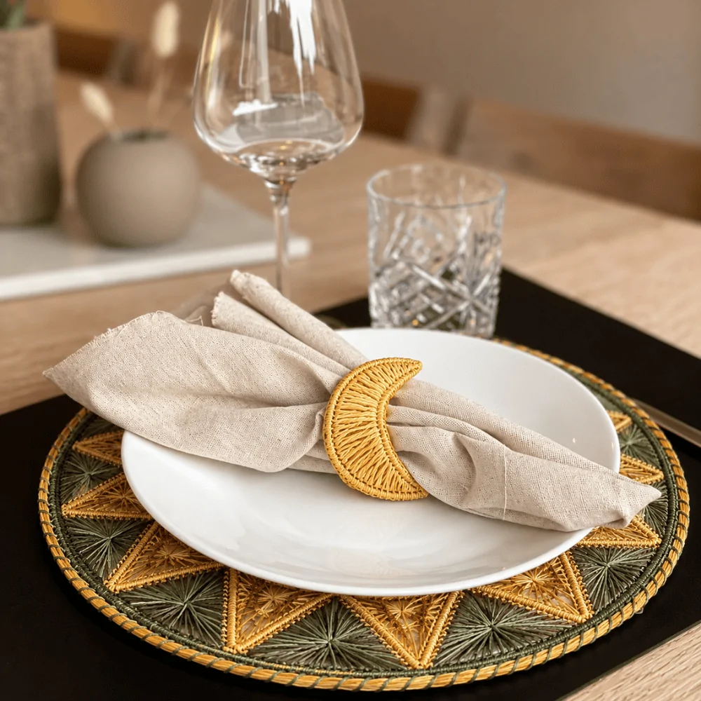 Crescent Paper Yarn Napkin Ring - Rhea