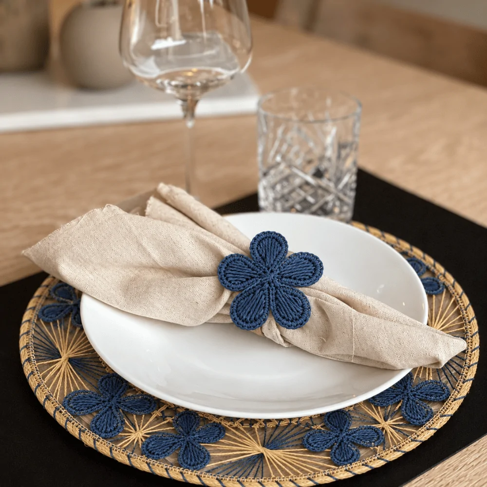 Five-Petal Flower Paper Yarn Napkin Ring - Rosa