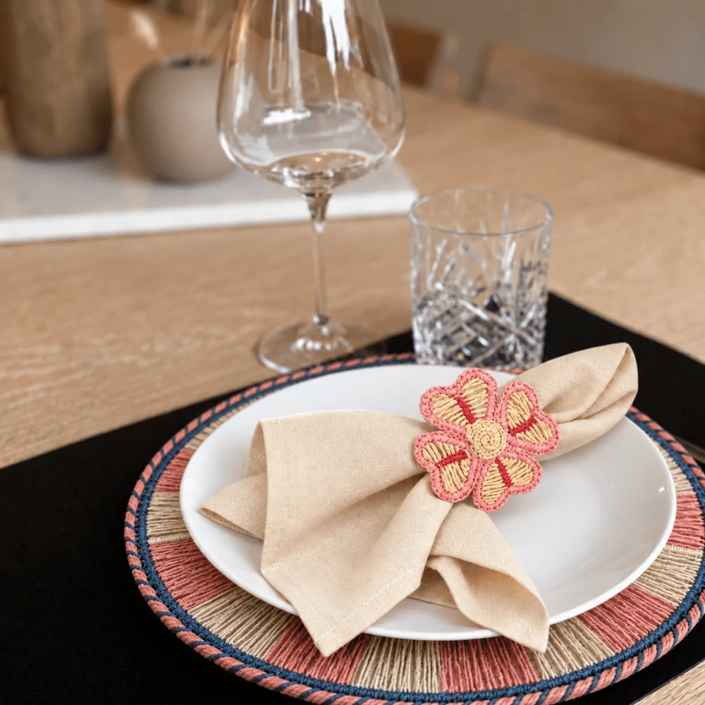 Four-Petal Flower Paper Yarn Napkin Ring - Rumi